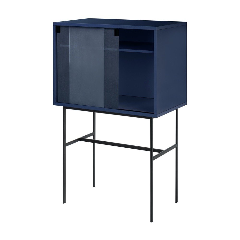 E-shop Tmavomodrá vitrína s posuvnými dverami 70x109x40 cm Lekko – noo.ma