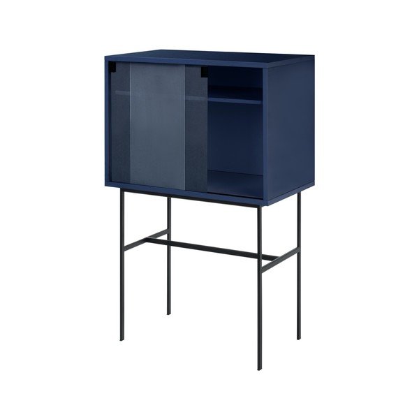 Tmavomodrá vitrína s posuvnými dverami 70x109x40 cm Lekko – noo.ma