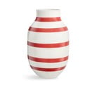 Bielo-červená pruhovaná keramická váza Kähler Design Omaggio, výška 31 cm