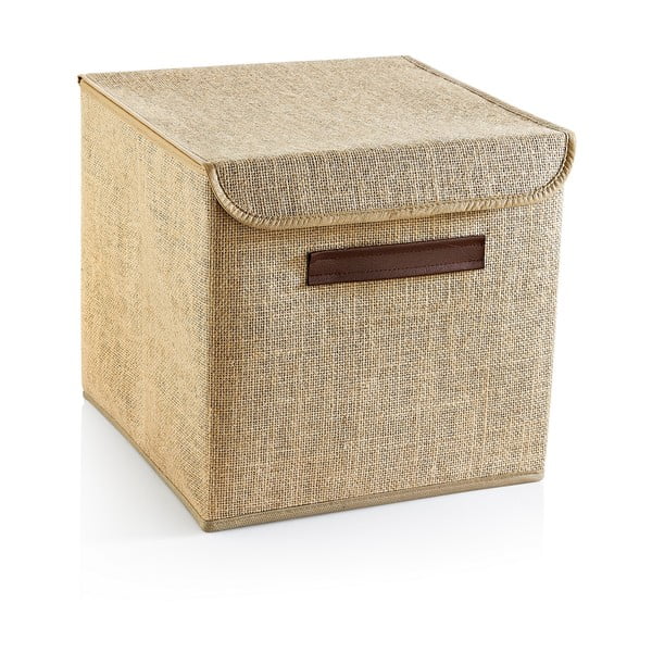 Svetlohnedý úložný box s vekom z juty 30x30x30 cm – Mioli Decor