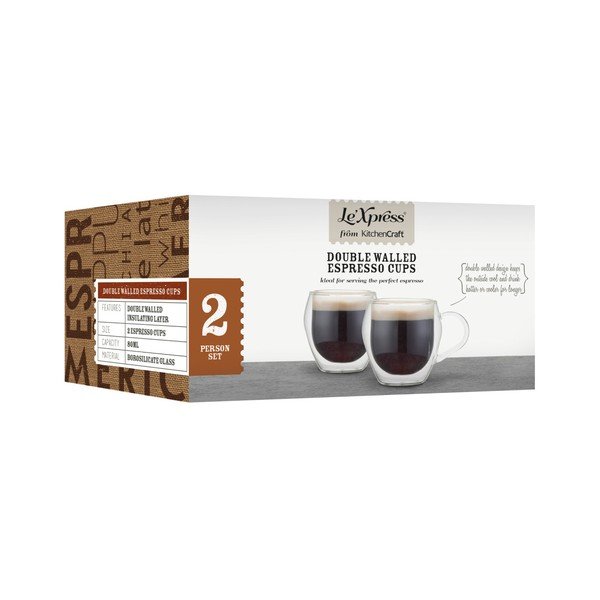 Dva sklenené hrnčeky na espresso  Kitchen Craft   Le'Xpress, 80 ml-image-2