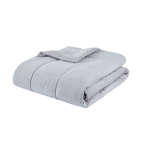 Svetlosivá prešívaná prikrývka z mikroplyšu na dvojlôžko 200x220 cm Cosy Cord - Catherine Lansfield