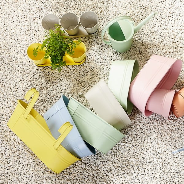 Sada 3 lososových kvetináčov na bylinky Butlers Zinc-image-1