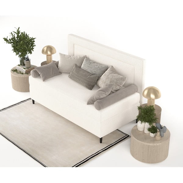 Krémovobiela čalúnená jednolôžková posteľ 90x200 cm Alba – Maison de Rêve-image-4