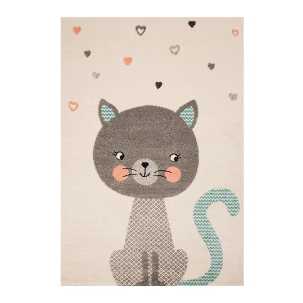 Detský hnedý koberec Zala Living Cat, 120 × 170 cm