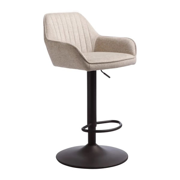 Béžová čalúnená barová stolička s nastaviteľnou výškou/s podrúčkami (výška sedadla 65 cm) Nolan – Unique Furniture
