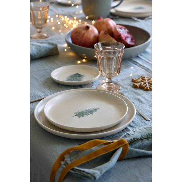 Krémovobiele dezertné kameninové taniere v súprave 4 ks s vianočným motívom ø 22 cm Pacifica Christmas Tree – Casafina-image-4
