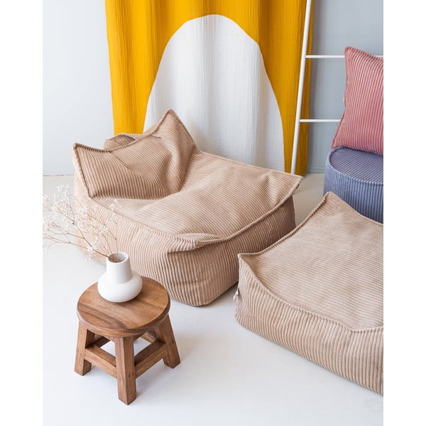 Svetlohnedý menčestrový detský sedací vak Square – Wigiwama-image-4