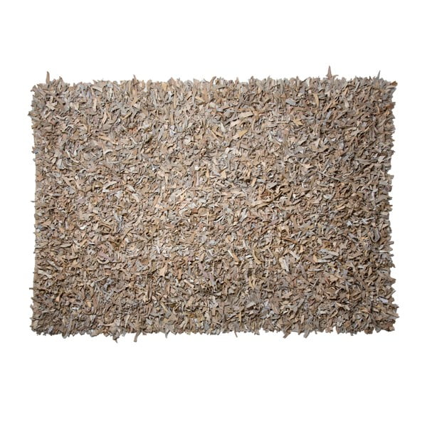 Béžový kožený koberec Cotex Shaggy, 140 × 200 cm