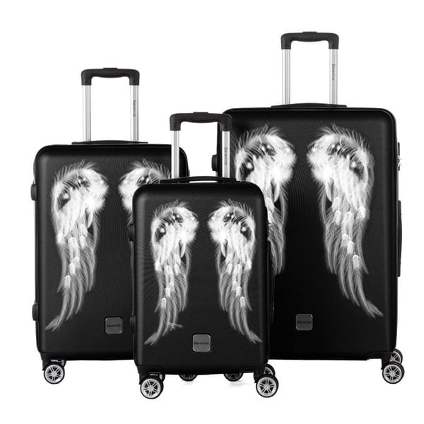 Sada 3 čiernych cestovných kufrov Berenice Wings