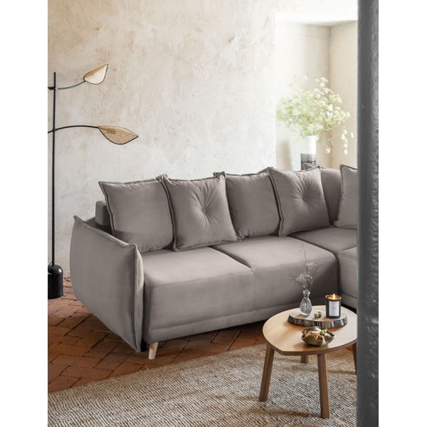 Svetlohnedá menčestrová rozkladacia rohová pohovka (pravý roh) Lazy Lukka – Miuform-image-4