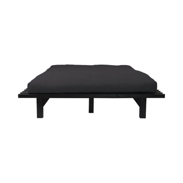 Dvojlôžková posteľ z borovicového dreva s matracom Karup Design Blues Comfort Mat Black/Black, 140 × 200 cm