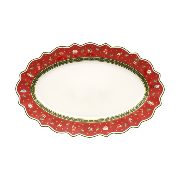 Červený porcelánový tanier s vianočným motívom Villeroy & Boch, 50 x 31,5 cm