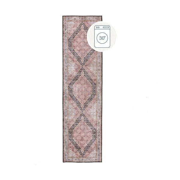 Ružový prateľný behúň 60x230 cm Briony Traditional – Flair Rugs