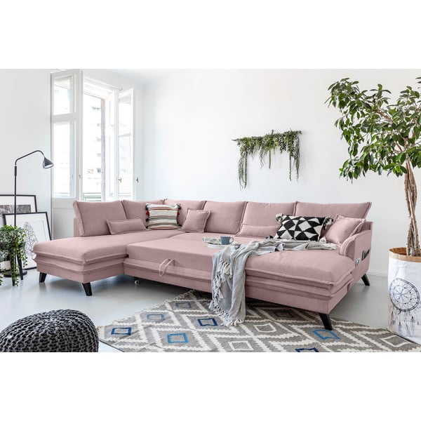 Pudrovoružová rozkladacia pohovka do "U" Miuform Charming Charlie, ľavý roh-image-4