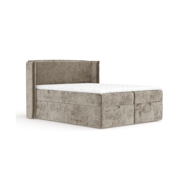 Béžová boxspring posteľ s úložným priestorom 160x200 cm Passion – Maison de Rêve
