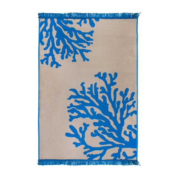 Béžovo-modrý obojstranný koberec Coral Mundo, 80 × 150 cm