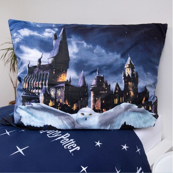 Tmavomodrá/sivá detská obliečka na jednolôžko z mikrovlákna 140x200 cm Harry Potter "Hogwarts Night" – Jerry Fabrics-image-3