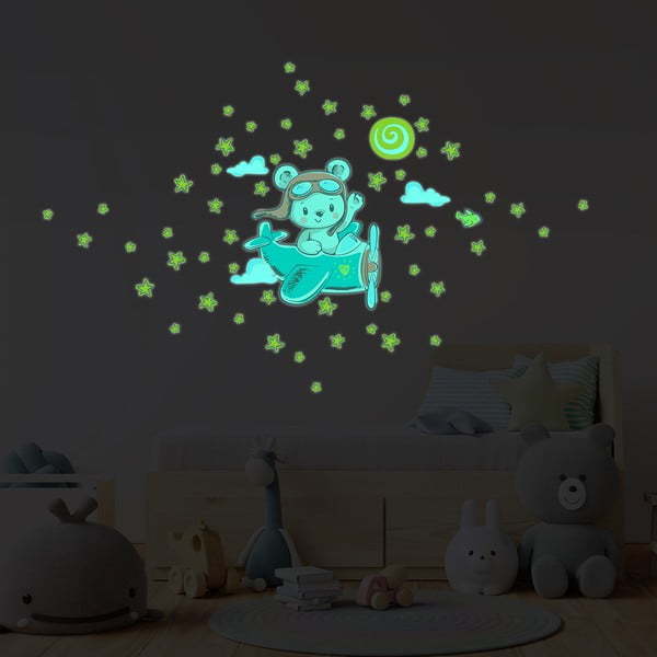 Detská samolepka na stenu 30x25 cm Pilot Bear - Ambiance-image-2