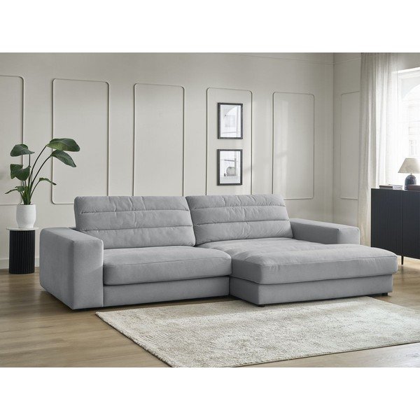 Svetlosivá zamatová rohová pohovka (pravý roh/s leňoškou) Sierra – Bobochic Paris-image-1