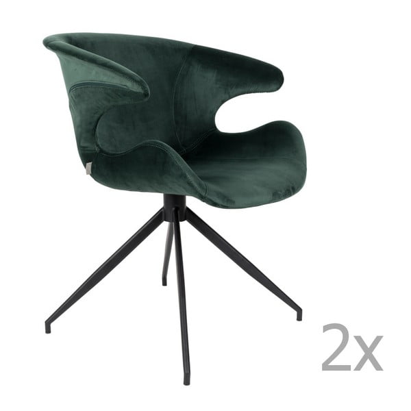 Sada 2 zelených stoličiek s opierkami Zuiver Mia