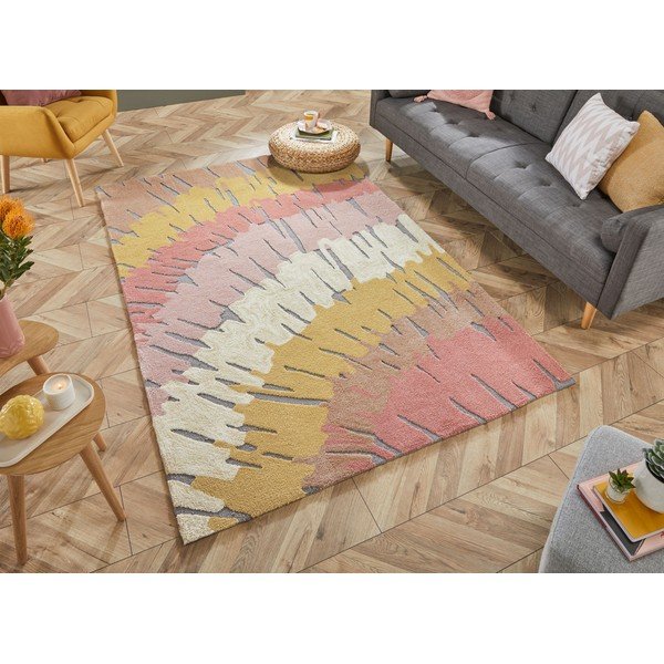 Ružovo-žltý koberec Flair Rugs Woodgrain, 120 x 170 cm-image-4