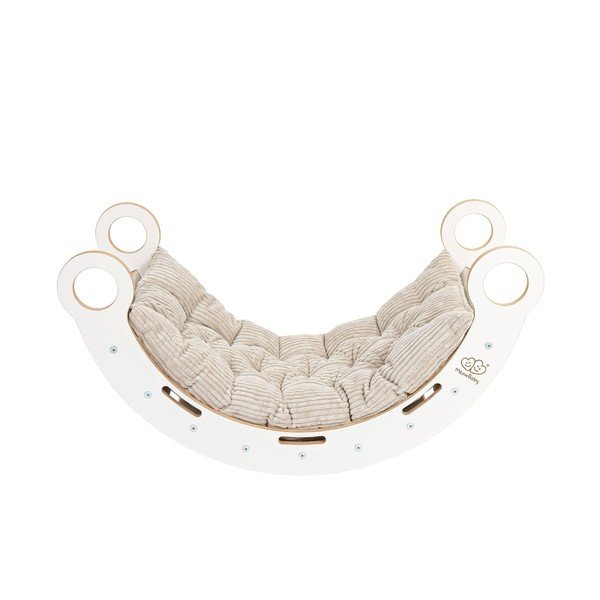 Biela/béžová hojdačka z borovicového dreva 39x75x38 cm Montessori – Meowbaby