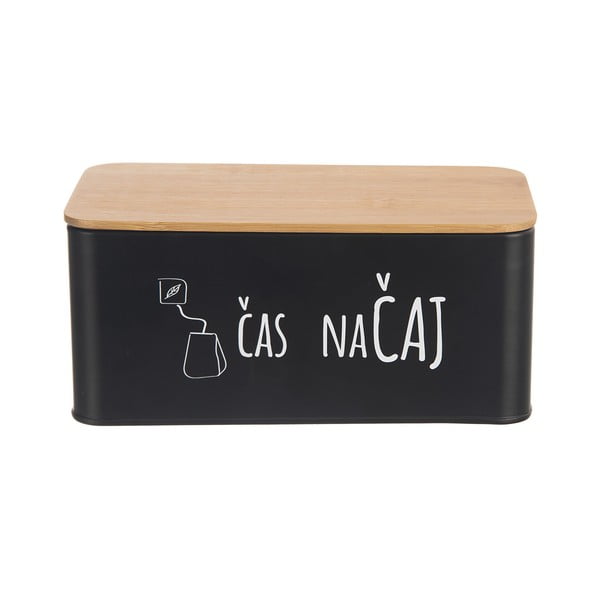 Kovová škatuľka na čaj v čierno-prírodnej farbe – Orion