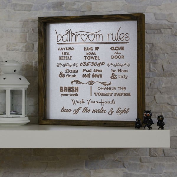 Ceduľa 34x34 cm Bathroom Rules – Evila Originals-image-1