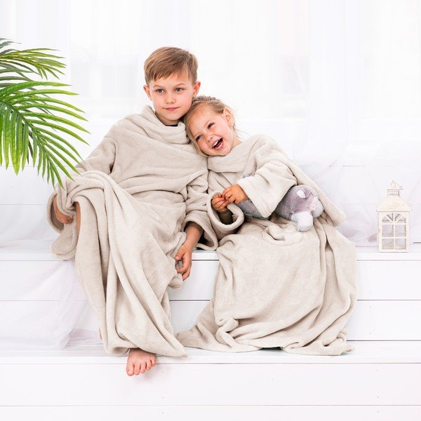 Béžová detská televízna deka s rukávmi DecoKing Lazykids-image-3