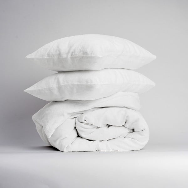 Predĺžené biele obliečky na dvojlôžko s prímesou ľanu 240x220 cm – Linen Tales-image-1