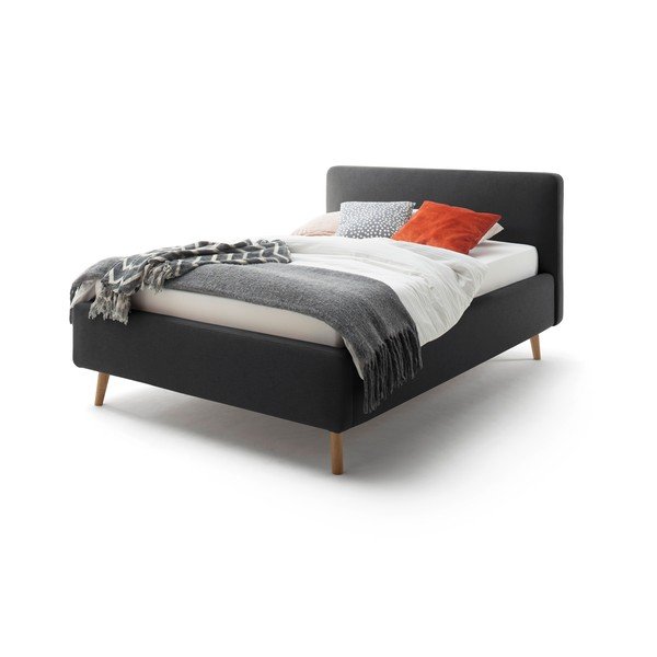 Antracitová čalúnená jednolôžková posteľ bez roštu 120x200 cm Mattis – Meise Möbel-image-2