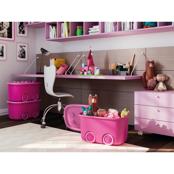 Ružový plastový detský úložný box 58x39x32 cm Funny Box – KIS-image-1