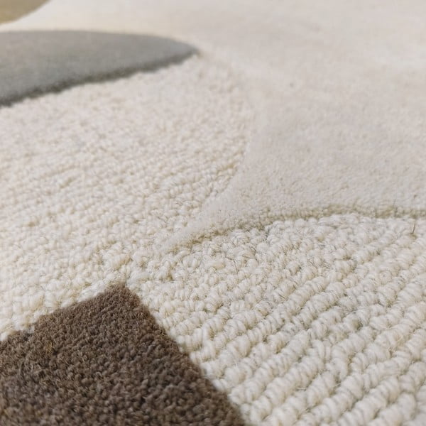 Sivobéžový ručne tkaný vlnený koberec 160x230 cm Mia Scallop Frame – Flair Rugs-image-2