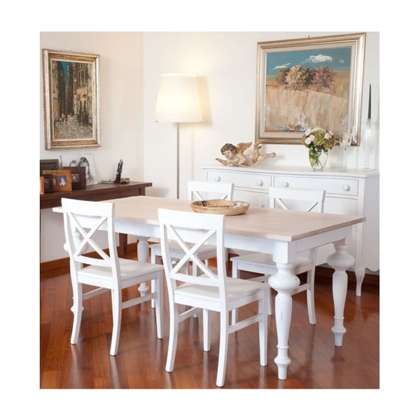 Biely drevený rozkladací jedálenský stôl Castagnetti Adeline
