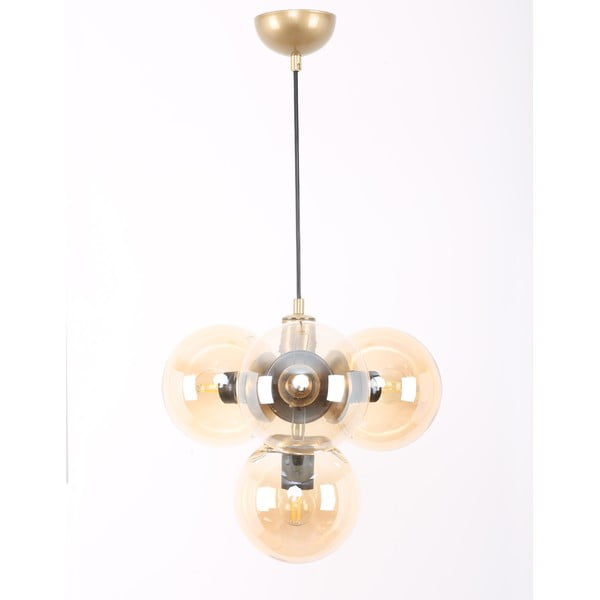 Žlté/v zlatej farbe závesné svietidlo so skleneným tienidlom ø 15 cm Hector – Squid Lighting-image-3