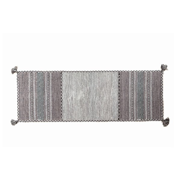 Sivý ručne tkaný behúň Navaei & Co Kilim Tribal 508, 240 x 60 cm