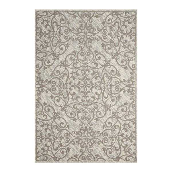Béžový koberec Nourison Damask Bairu, 114 × 69 cm