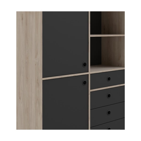 Čierna komoda s rámom v dubovom dekore Tvilum Rome, 99 x 154 cm-image-1