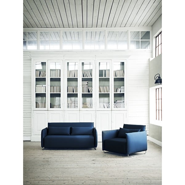 Tyrkysovomodré rozkladacie kreslo Softline Cord-image-4