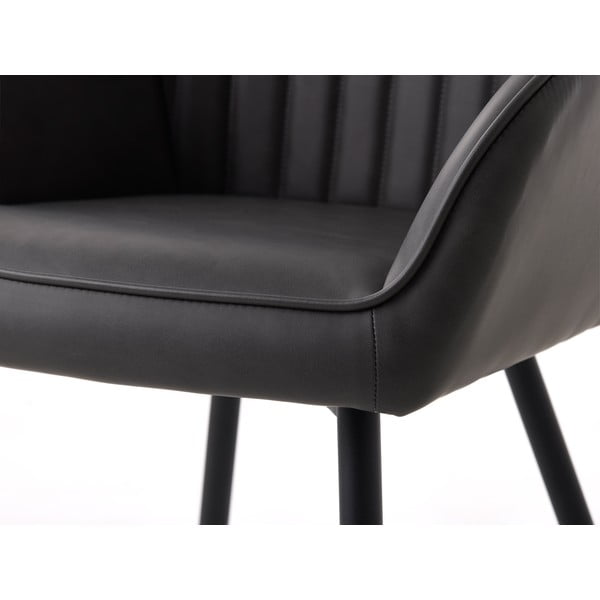 Tmavosivé čalúnené jedálenské kreslá v súprave s podrúčkami 2 ks Nolan Stripe – Unique Furniture-image-4