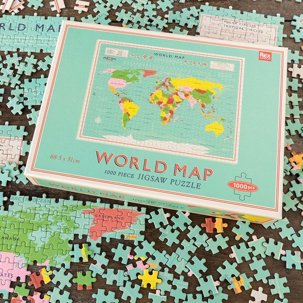 Puzzle (počet dielikov 1000) World Map – Rex London-image-1