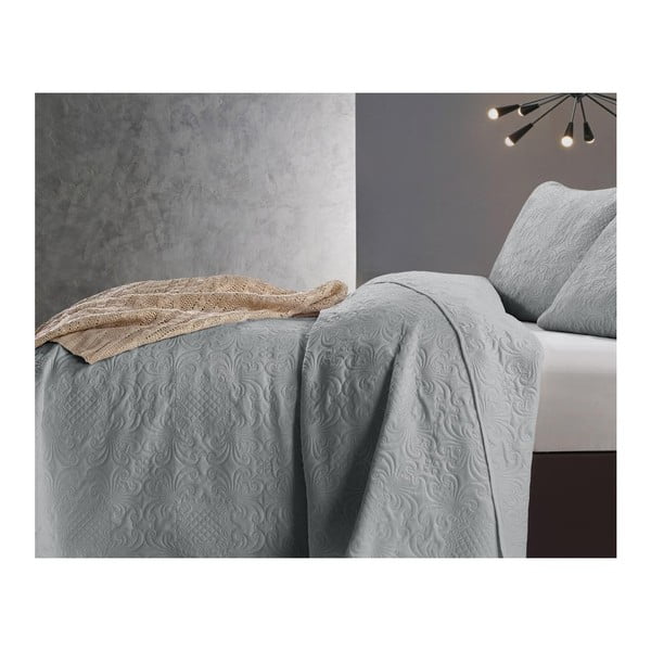 Svetlosivá prikrývka z mikroperkálu s obliečkou na vankúš Dreamhouse Velvet Clara, 180 x 250 cm-image-2