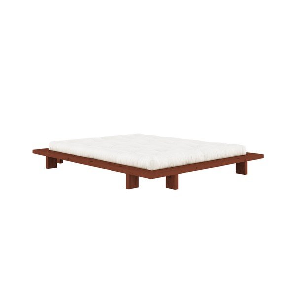 Dvojlôžková posteľ z borovicového dreva bez čela s roštom 140x200 cm v terakotovej farbe Japan – Karup Design-image-3