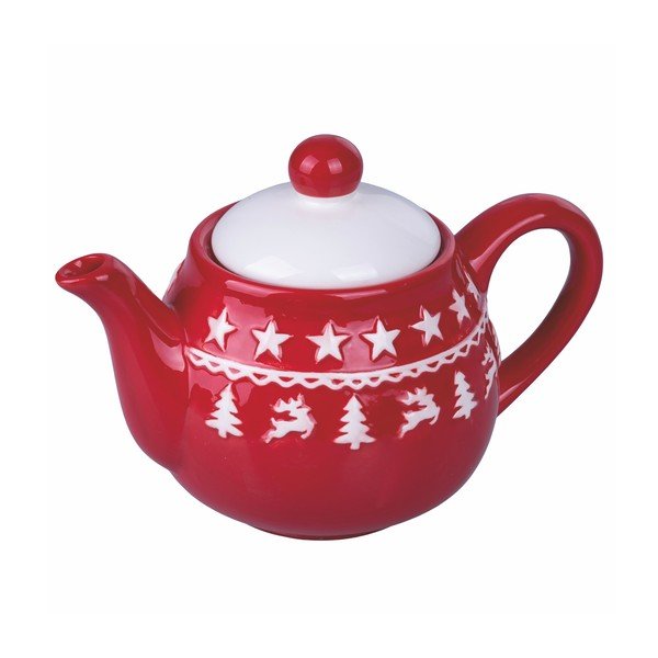 Červeno-biela vianočná keramická kanvica na čaj 520 ml Xmas - VDE Tivoli 1996-image-1