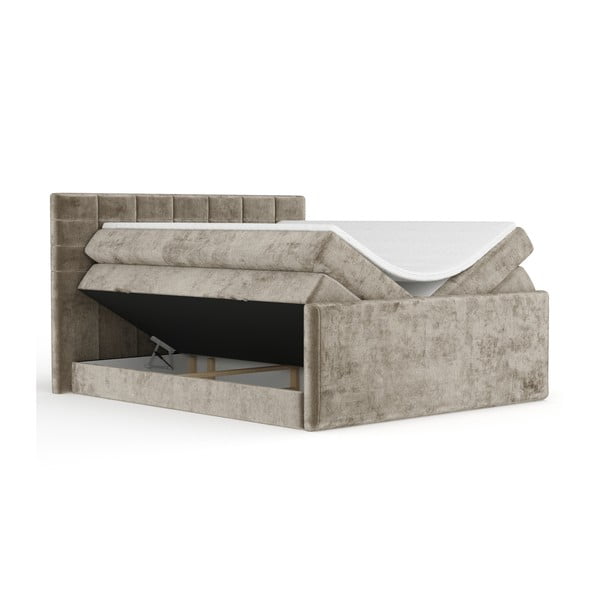 Svetlohnedá boxspring posteľ s úložným priestorom 160x200 cm Ava – Maison de Rêve-image-2