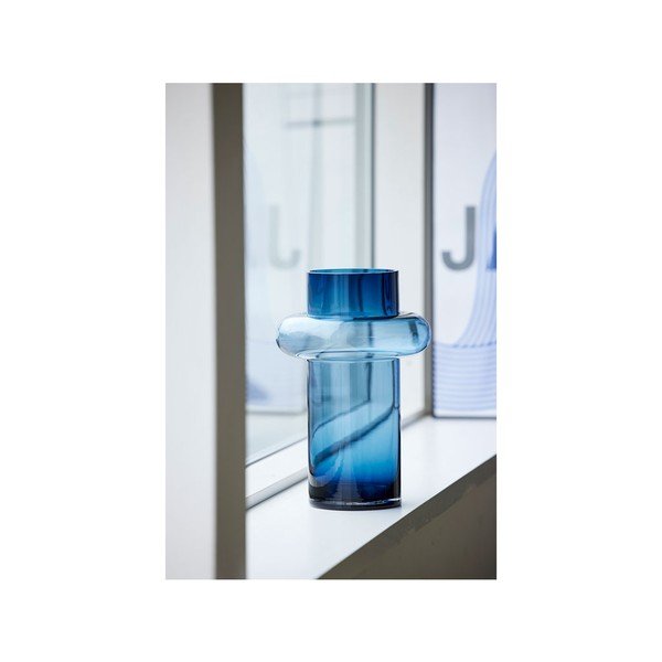 Tmavomodrá sklenená váza Lyngby Glas Tube, výška 30 cm-image-3