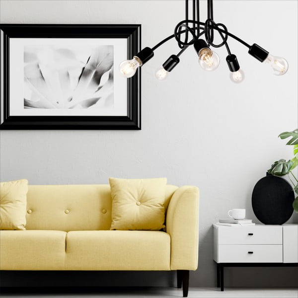 Čierne stropné svietidlo bez tienidla 46x46 cm Camilla – LAMKUR-image-1