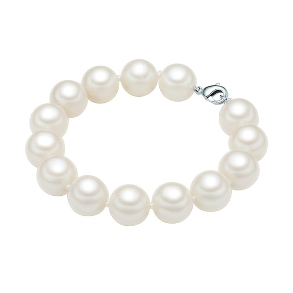 Náramok s bielymi perlami ⌀ 12 mm Perldesse Muschel so zapínaním, dĺžka 21 cm