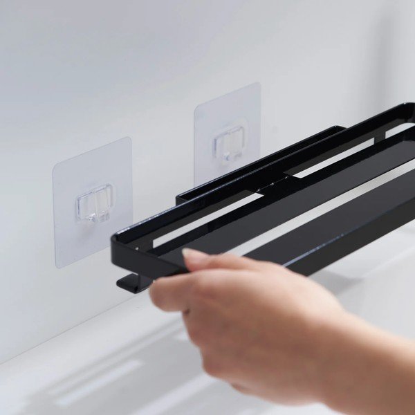 Matne čierna oceľová kúpeľňová polička bez vŕtania Film Hook – YAMAZAKI-image-3